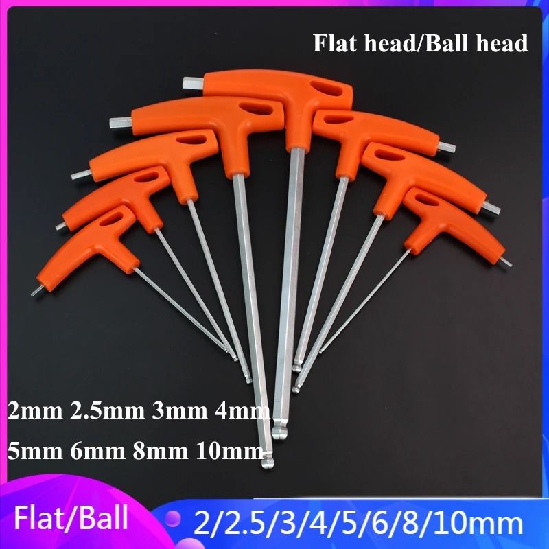 T Handle Hex Key Wrench with Ball and Flat End for Precision Repairs and Assembly Work