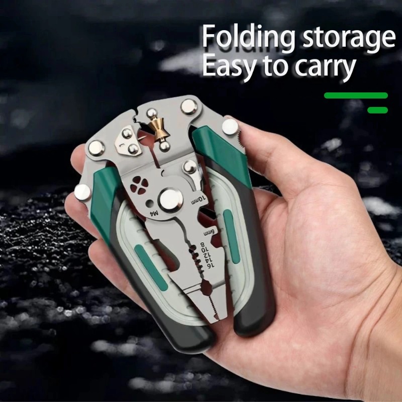 Electrician wire splitter, foldable wire stripper, pulley design multi-function, crimping pliers hand tool