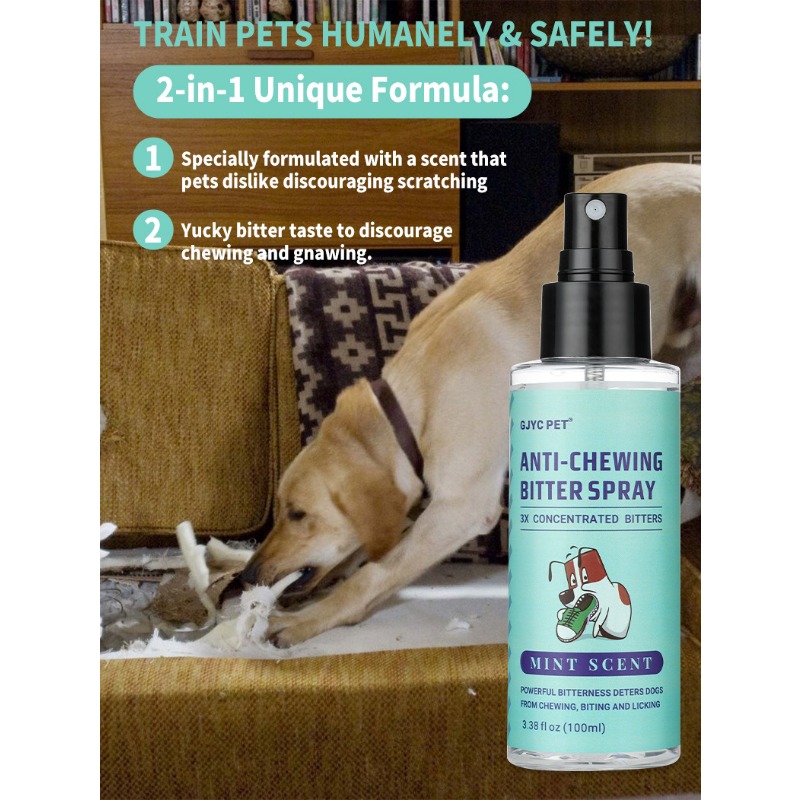 Bitter No Chew Spray, Furniture Surface Protector for Dogs Stop Chewing Biting, Training Repellent and Licking Control