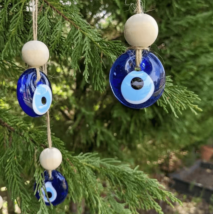 Turkish Blue Evil Eye Wall Hanging – Glass Protection Charm Home Decor
