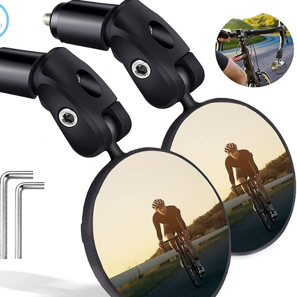 Bicycle Rearview Mirror with Wide Angle Convex Design Rotatable Safety Side Mirror for Mountain Bike