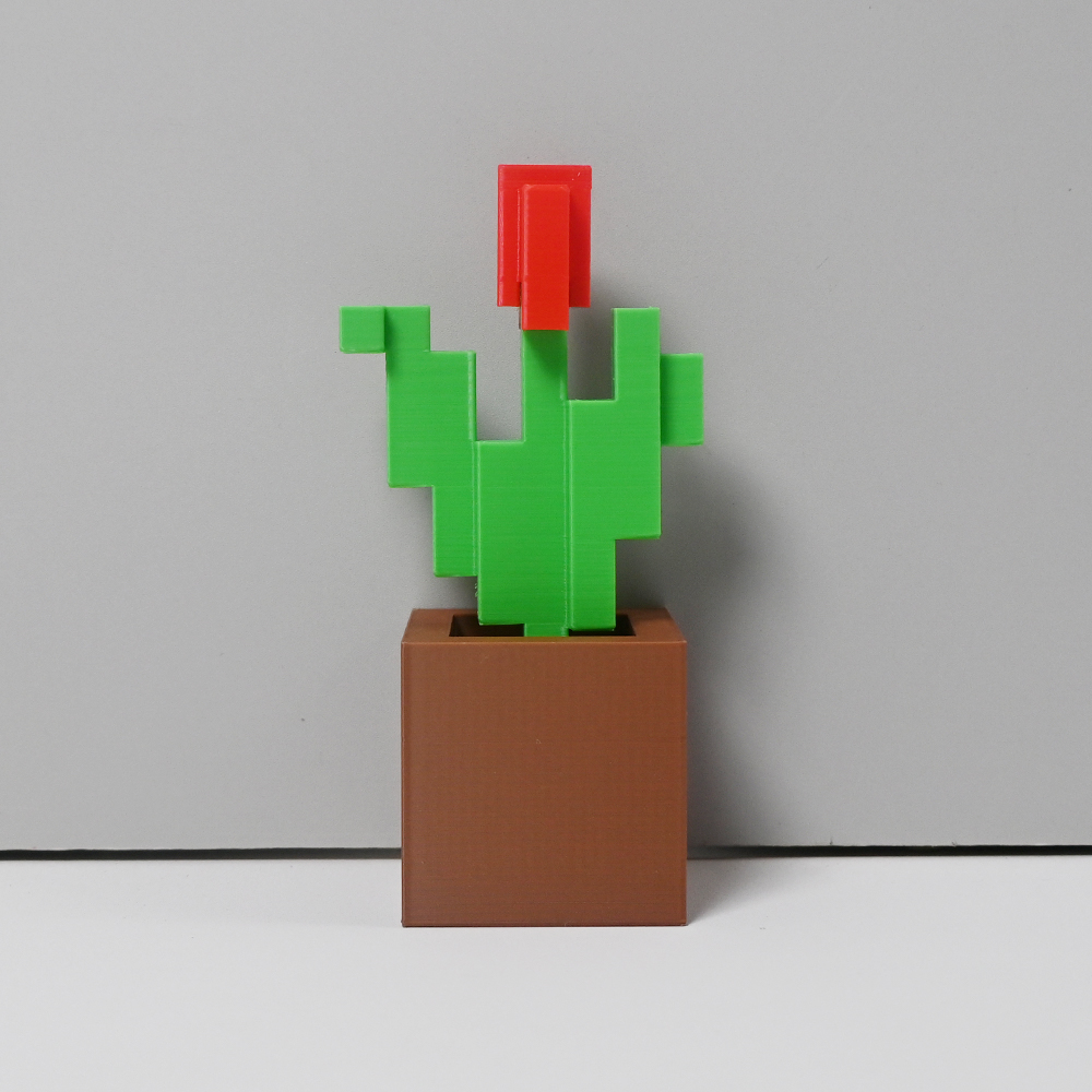 Charming Printed Pixel Rose – Perfect Bedroom Decor, No Power Needed, Durable Plastic