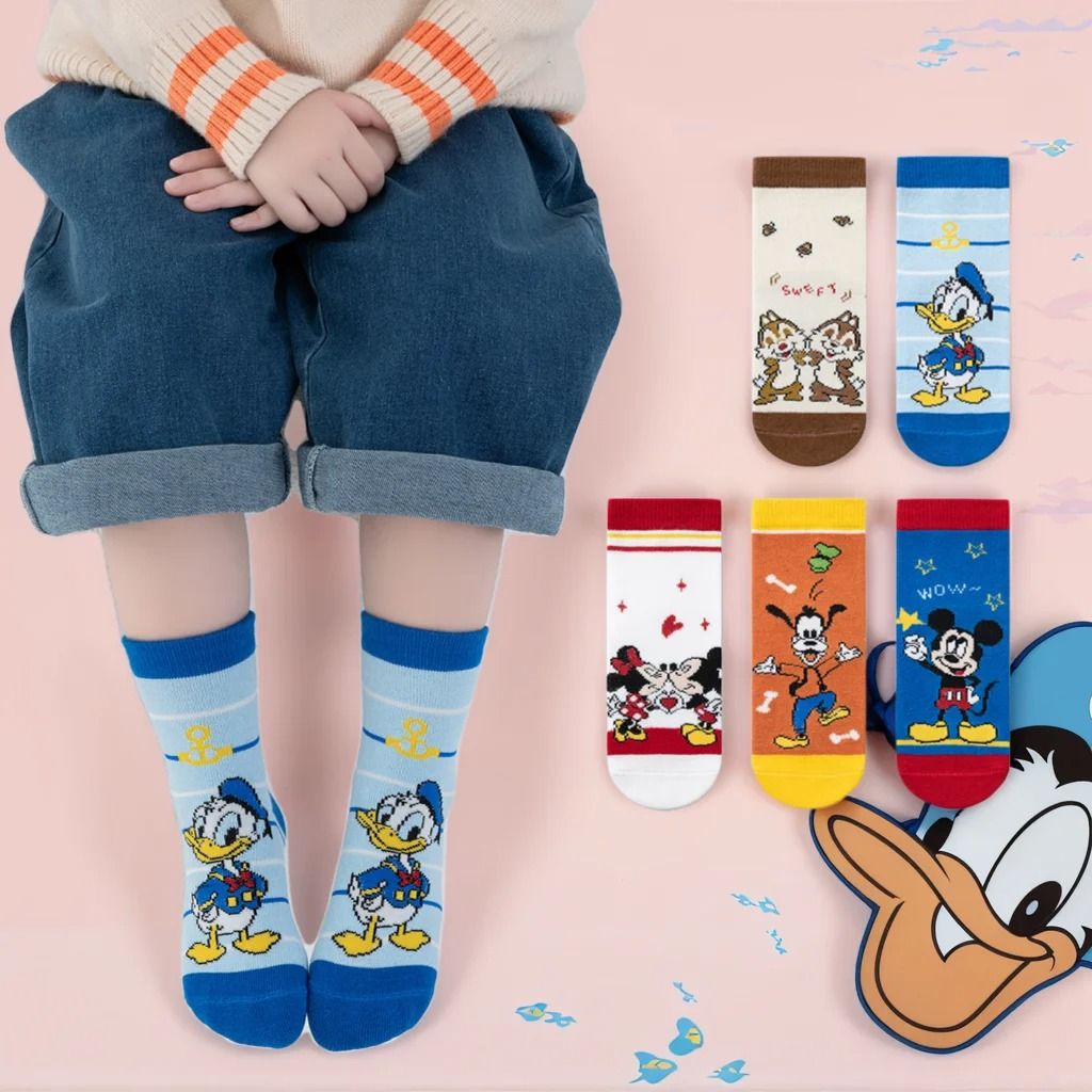 Cute Cartoon Cotton Socks for Kids 5 Pair Set
