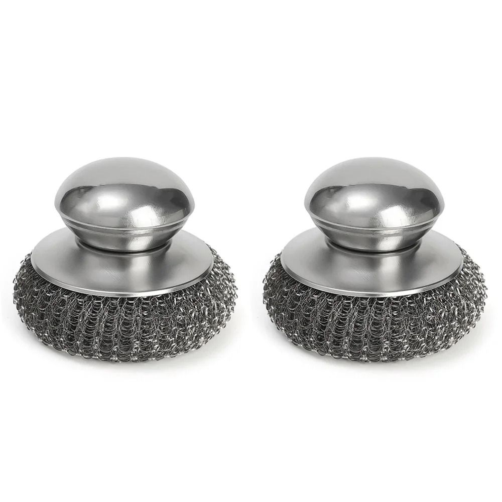 Stainless Steel Pot Brush Heavy Duty Metal Scrubber with Handle