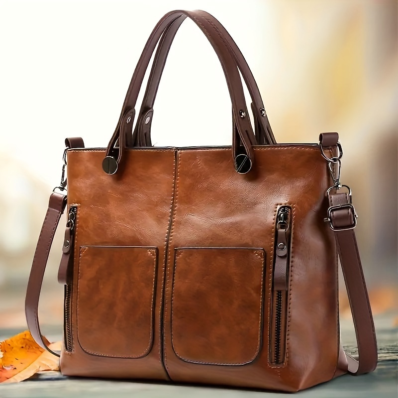 Classic Women's Crossbody Handbag Retro PU Leather Shoulder Bag Fashionable Casual Purse for Daily Use