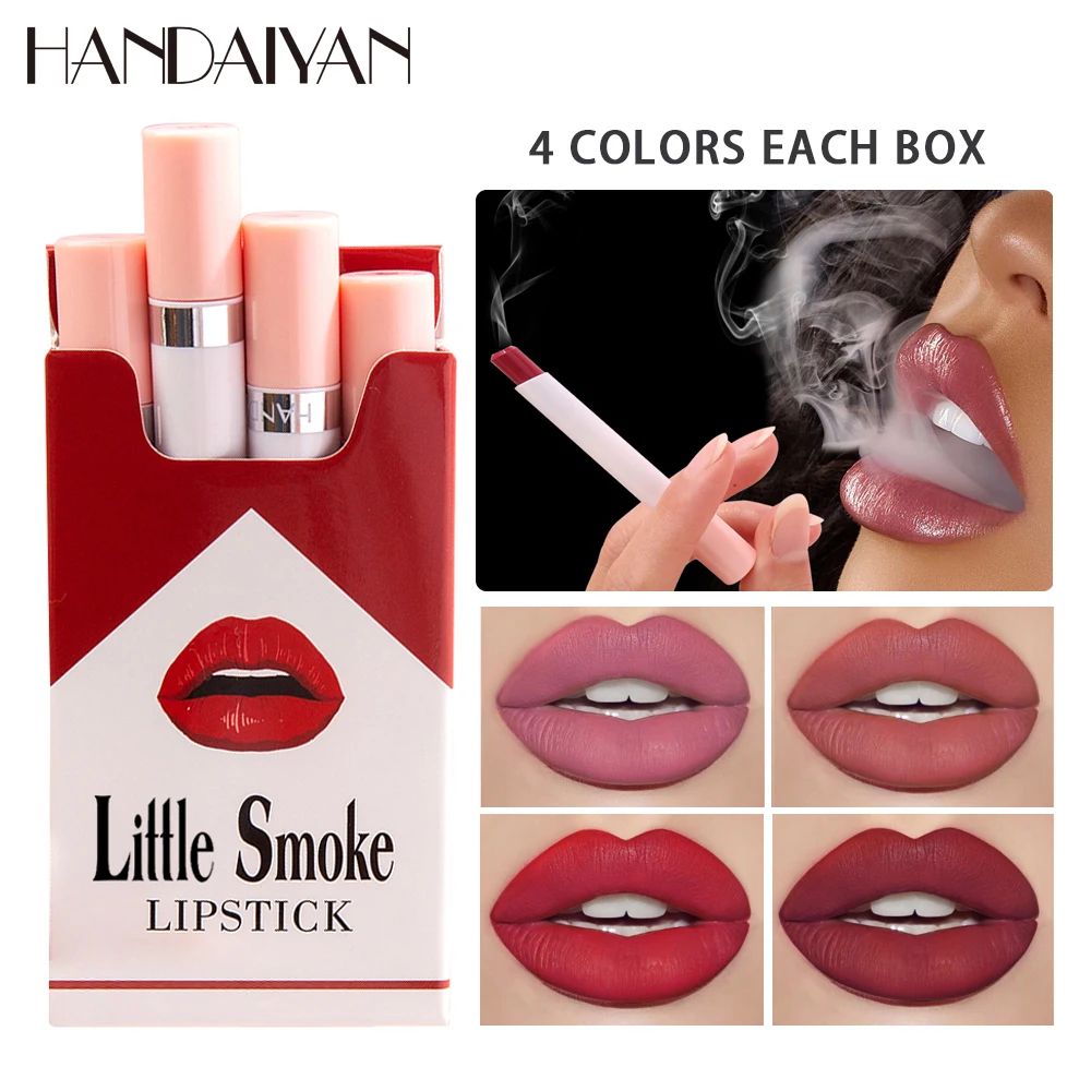 Handaiyan Velvet Matte Lipstick Set – Long-Lasting Small Cigarette Lipsticks, 4pcs