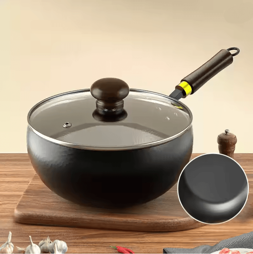 Big Belly Cast Iron Deep Pan with Lid Uncoated Iron Pan