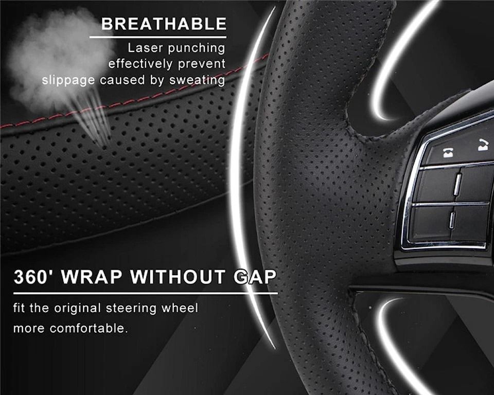 Genuine Leather DIY Car Steering Wheel Cover – Anti-slip