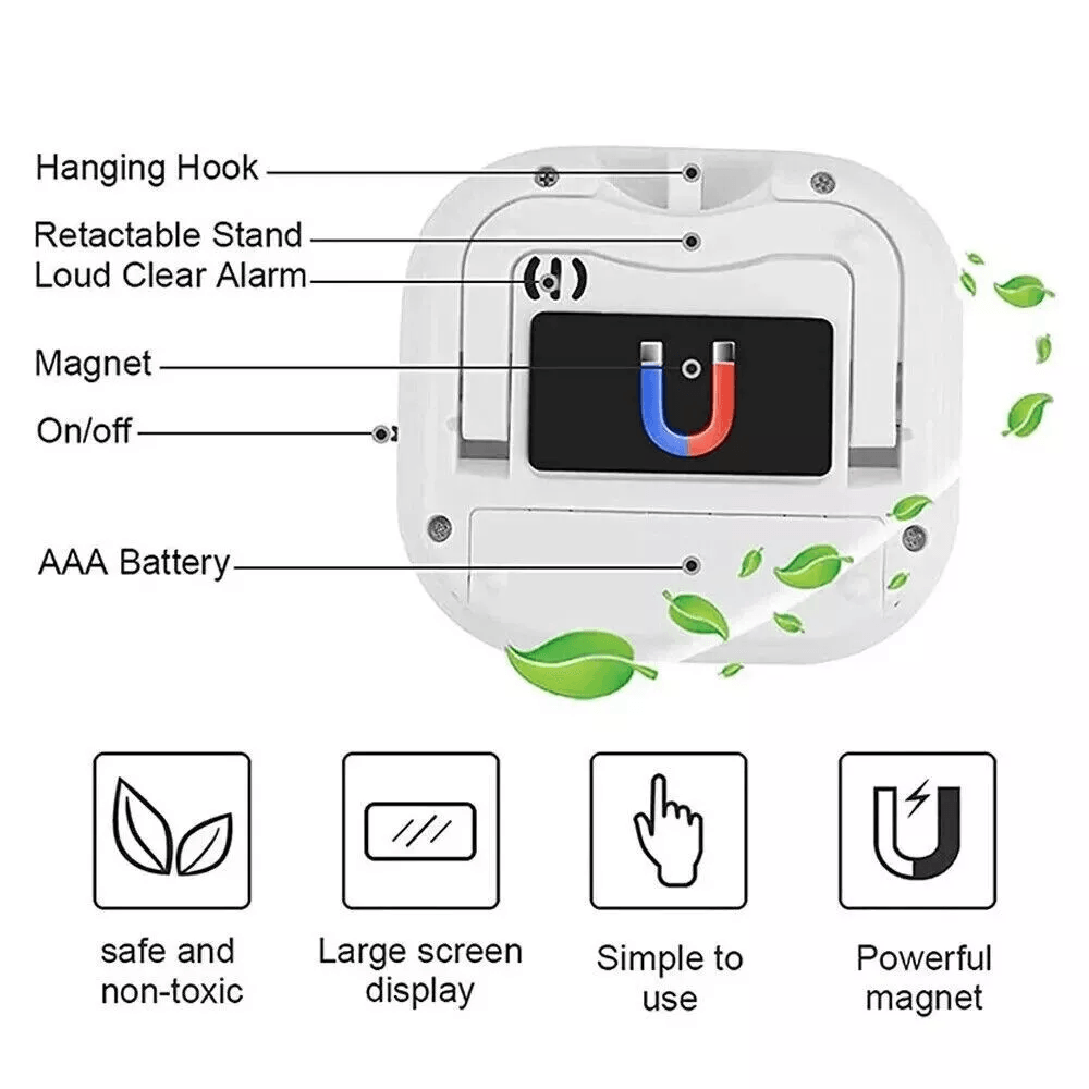 Cooking Timer Count Down Up Clock, Large Digital Kitchen Display, Loud Alarm Magnetic