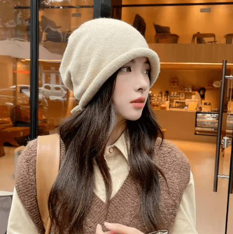 Womens Baggy Slouchy Beanie Warm Knitted Drawstring Winter Hat