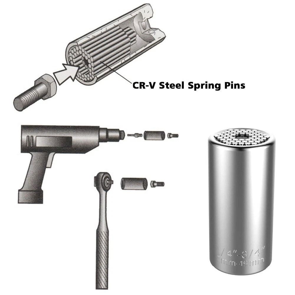 Universal Socket Wrench with Power Drill Adapter Grip Socket Set