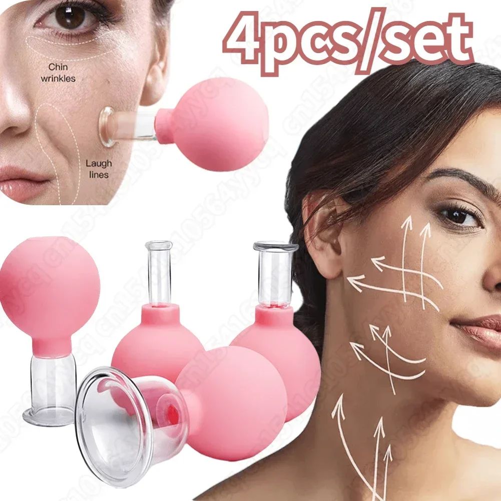 Glass Vacuum Cupping Set for Face & Body - Silicone Suction Cellulite Massager Cups for Muscle Relaxation & Care