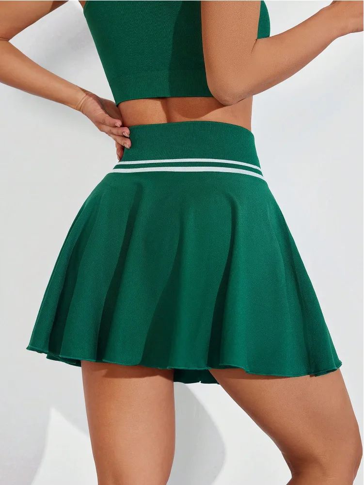 Womens Quick-Dry Tennis Skirt Seamless Stretch Badminton Skirt