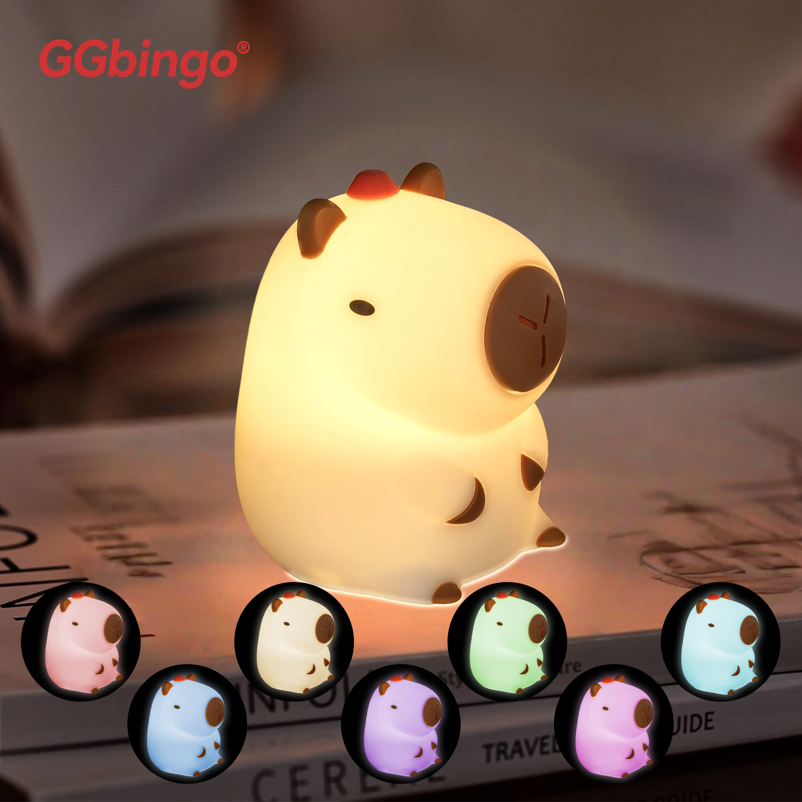 Cute Pear Night Light, Dimmable, USB Rechargeable Touch Control, Silicone Stress Relief Pat Duck Lamp