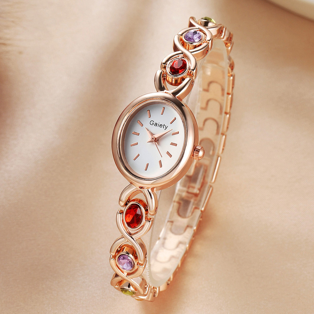 Elegant Temperament Line Scale Ladies Fashion Watch, Luxury Rhinestone Oval Quartz Dial