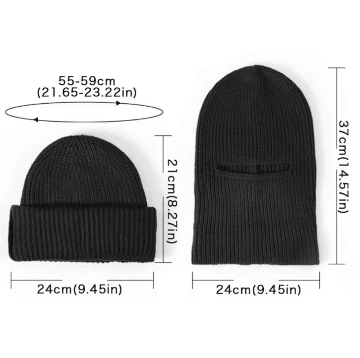 ThermaFlex 2-in-1 Winter Balaclava Hat – Knit Beanie Mask with Thermal Windproof Protection
