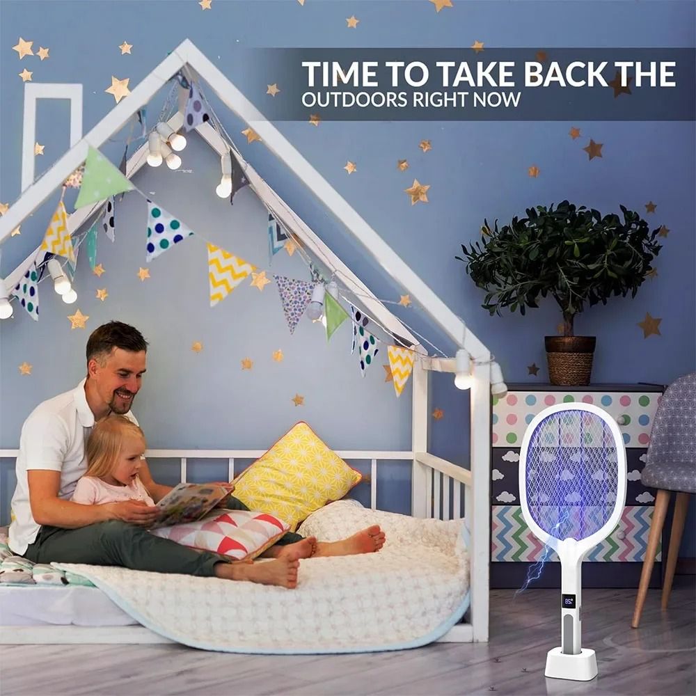 4000V Electric Fly Swatter Insect Killer with Automatic Mode