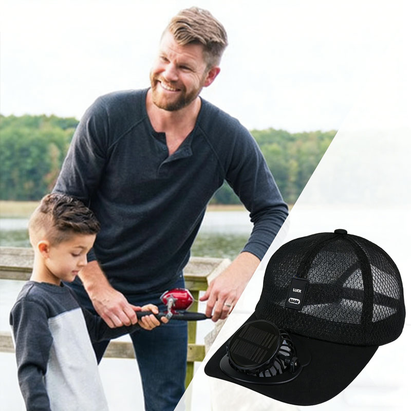 Solar Power Cooling Fan Baseball Cap Breathable Mesh Summer Sun Hat