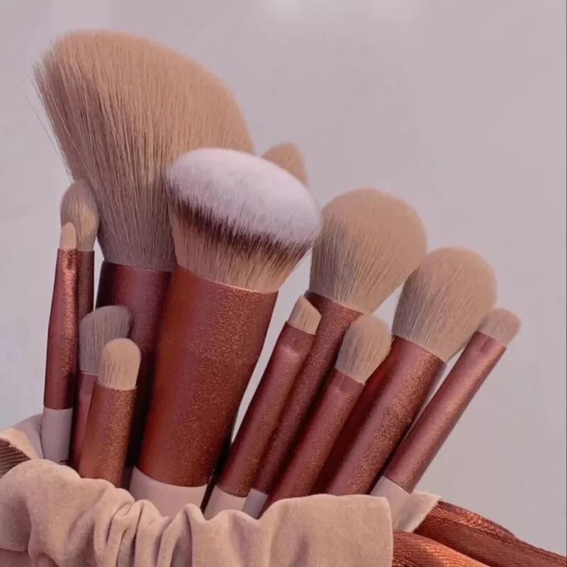 13 Piece Professional Soft Makeup Brush Set with Storage Bag