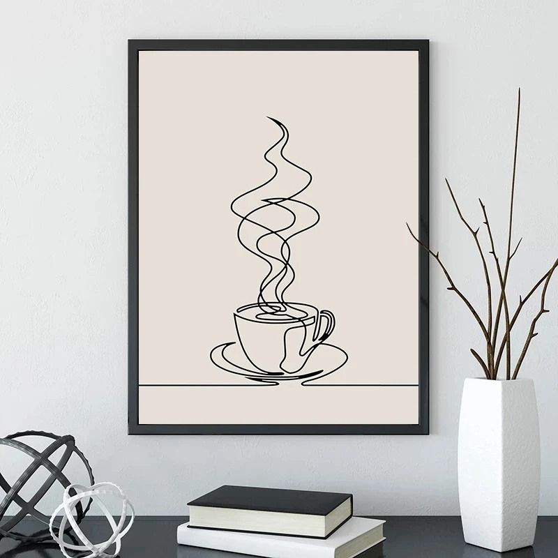 Caffeinated Narrative Canvas – High-Definition Skeleton Line Art Architectural Art