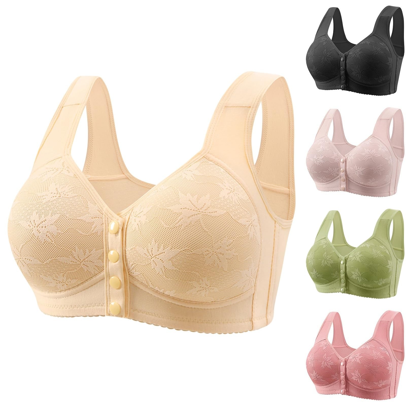 Comfortable Underwear Women's Sleep Gathering Front Buckle, No Steel Ring Vest Bra for All-Day Comfort