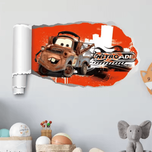 3D Cars Wall Stickers Lightning McQueen Kids Room Cartoon Decals