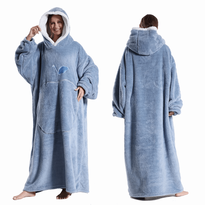CozyWrap Extra Long Hooded Blanket with Sleeves – Ultra-Soft Winter Wearable Throw
