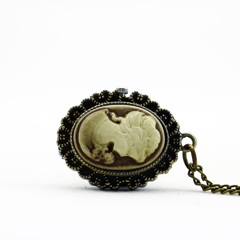 Vintage Bronze Quartz Pocket Watch with Chain Classic Elegant Timepiece