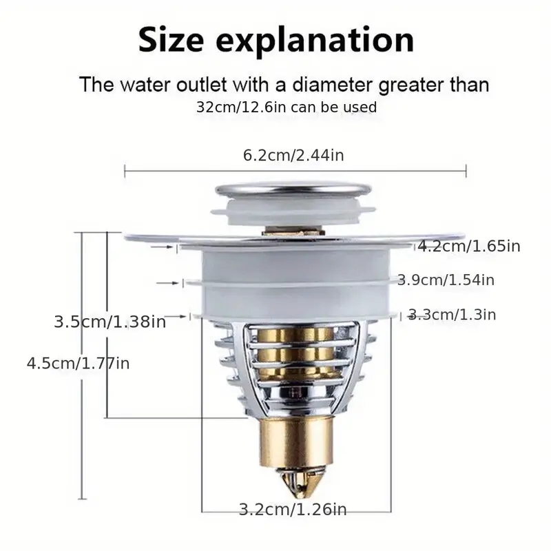 Universal Pop Up Sink Drain Stopper Leak Proof Bathroom Plug