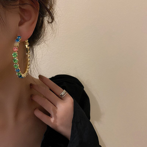 Beaded Rainbow Hoop Earrings