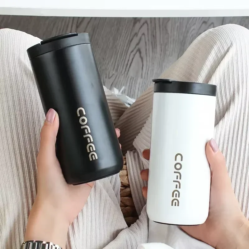 Insulated Coffee Mug Stainless Steel Travel Flask Leakproof Thermo Bottle for Hot & Cold Beverages