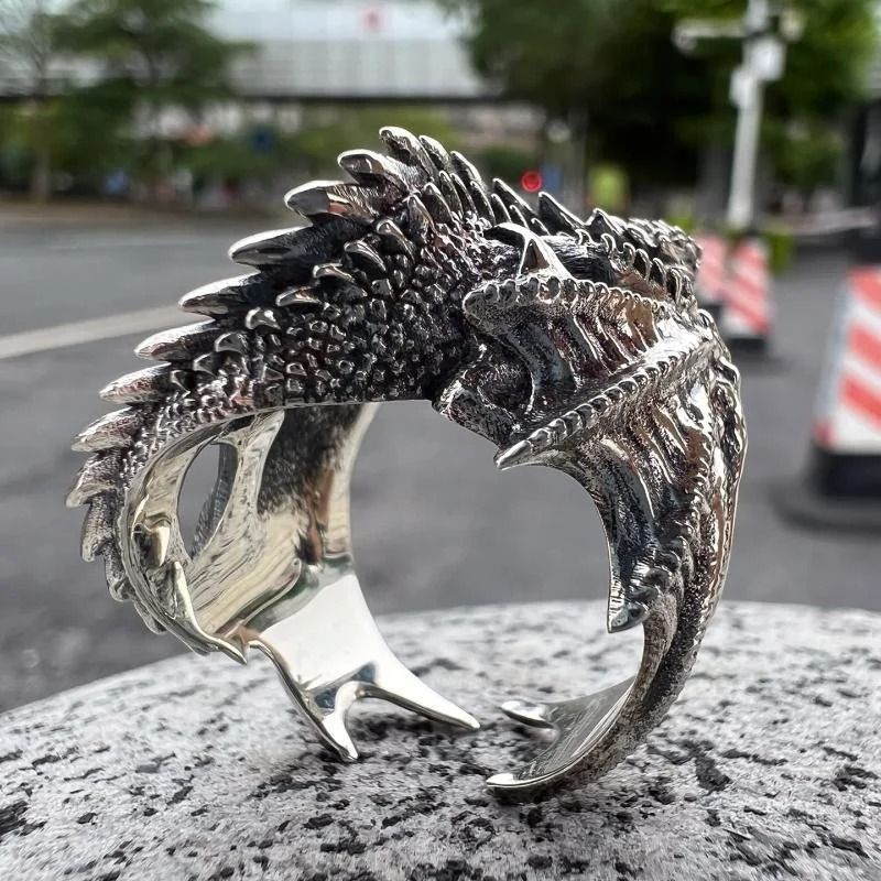 Antique Silver Dragon Wing Adjustable Ring