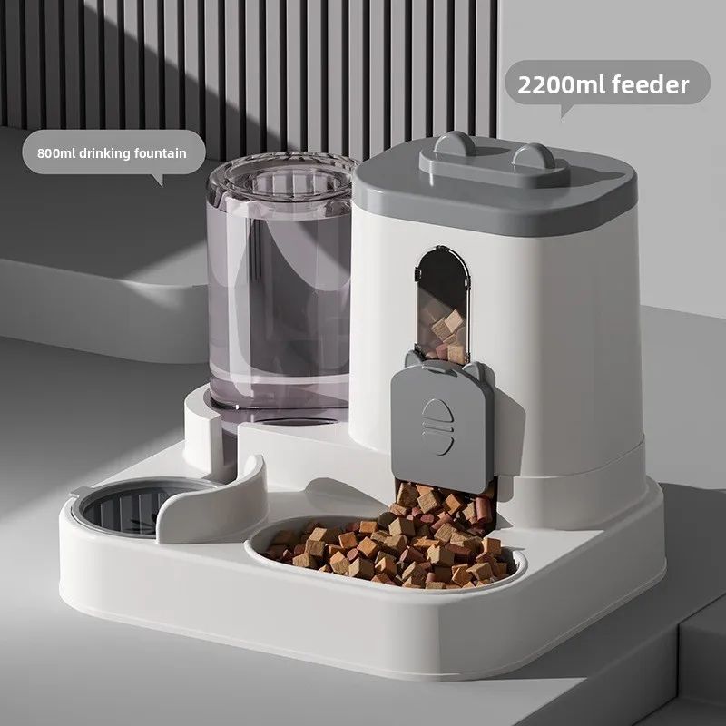 Automatic Dog Cat Feeder and Water Dispenser Set – Gravity Food Feeder and Waterer with Pet Food Bowl