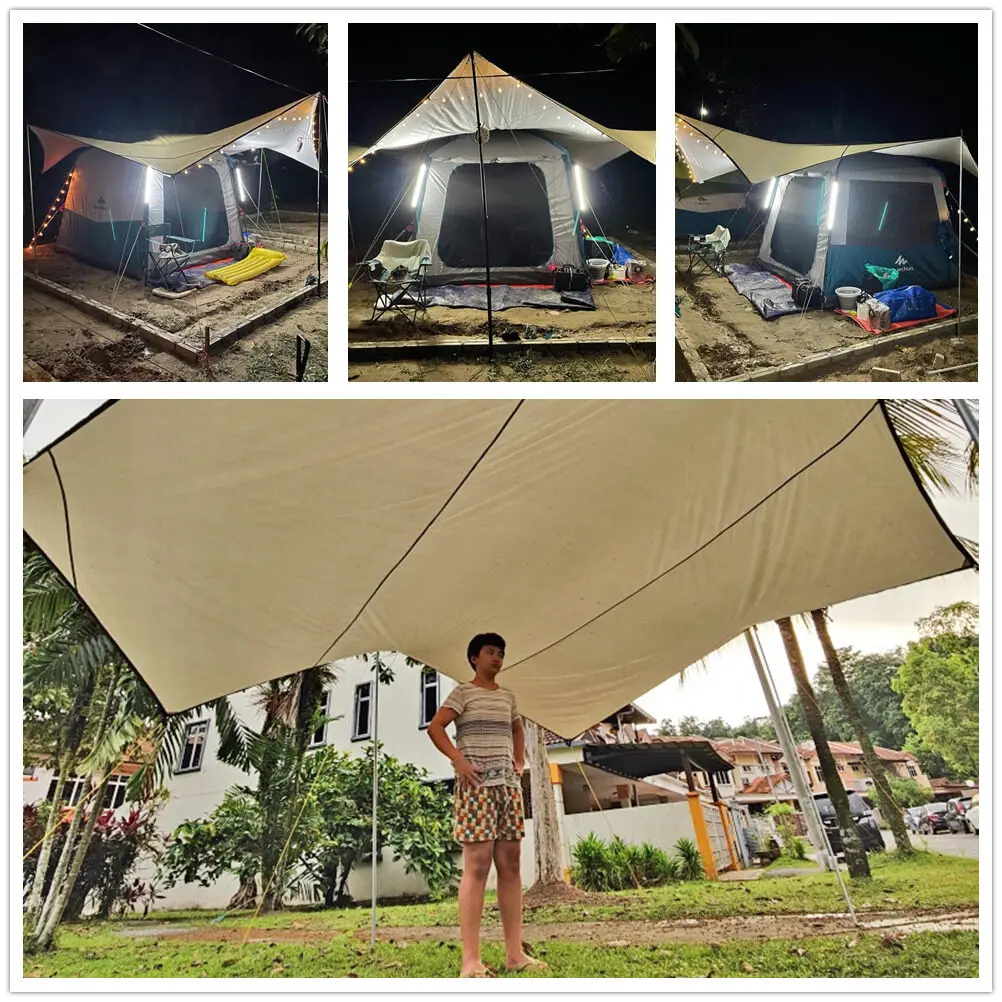 Large Waterproof Octagon Camping Tarp Canopy Outdoor Sun Shelter & Beach Shade