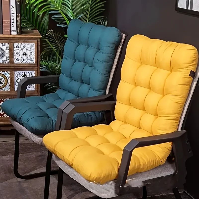 Vintage Plush Quilted Ergonomic Seat Cushion – Teal & Yellow Comfort Pad for Chairs