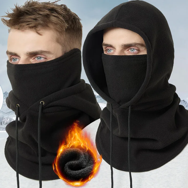Winter Thermal Fleece Hat for Men and Women - Windproof Outdoor Skiing & Cycling Neck Warmer Face Mask Hooded Cap