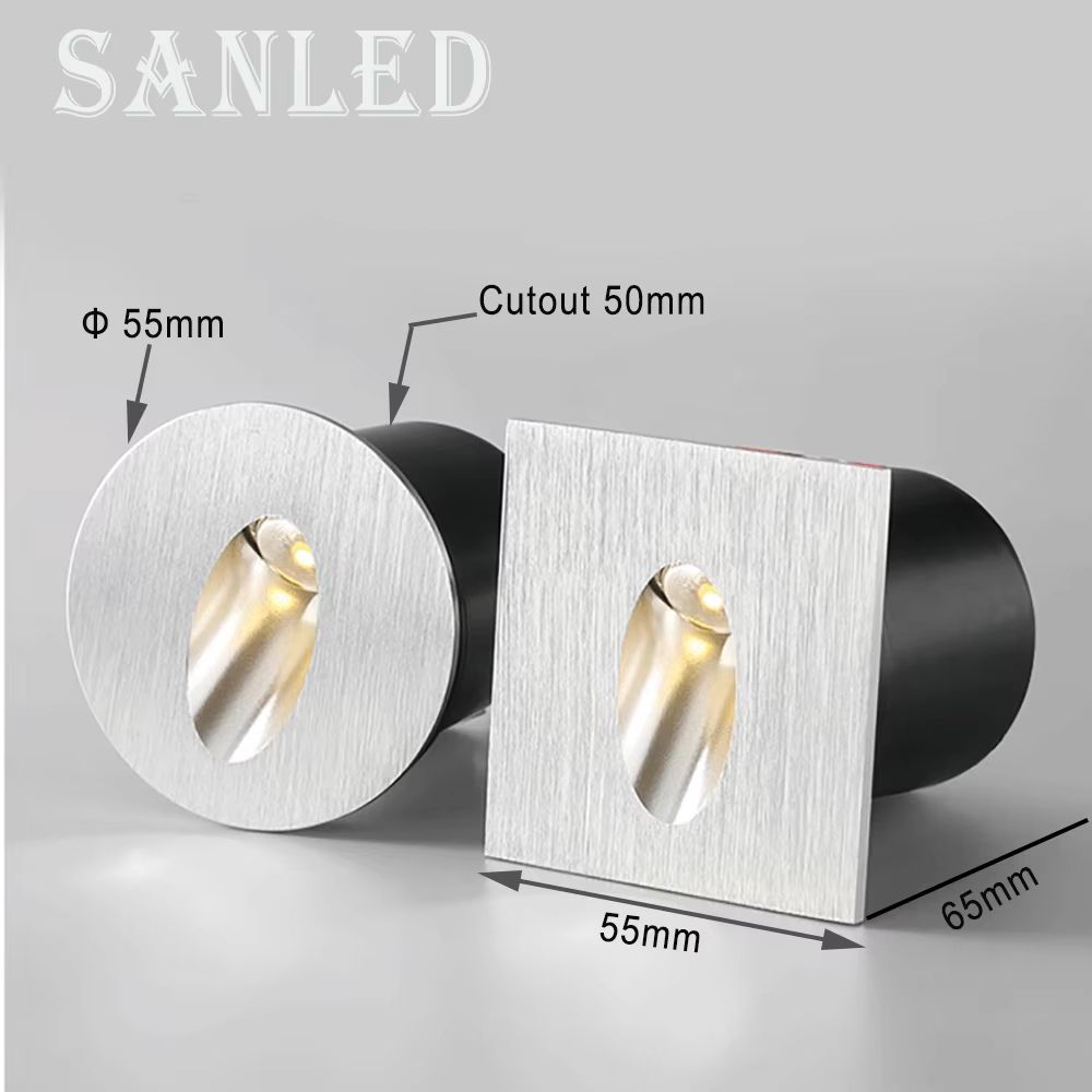 SANDIY Wall Sconce Lamps Embedded with Mounting Box – Round Nightlight for Stair, Step, Corridor, Balcony Luminaire (AC8