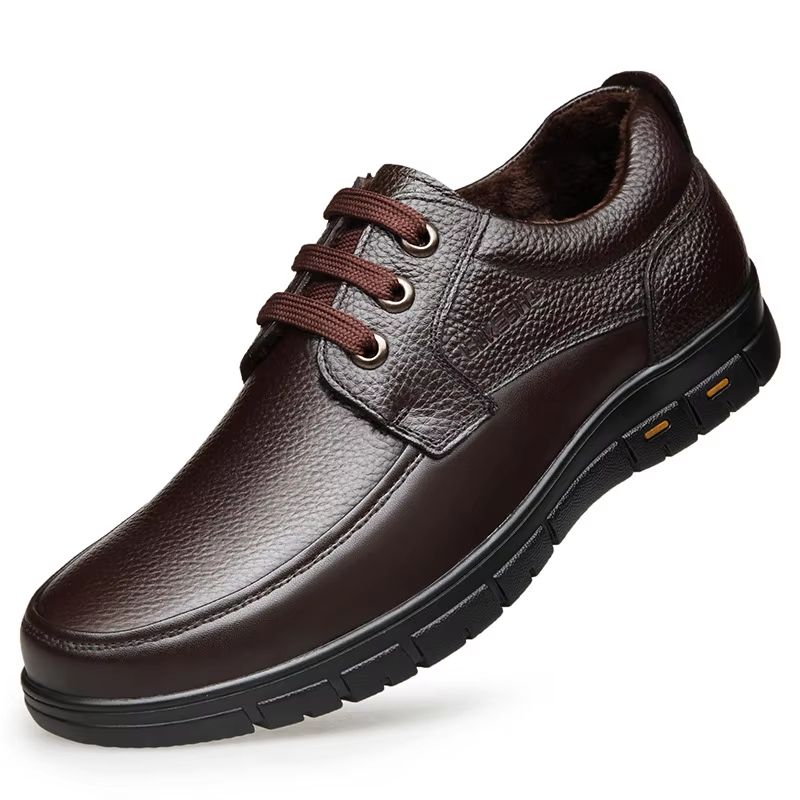 Men's Genuine Leather Casual Lace-Up Soft Sole Shoes for Dad