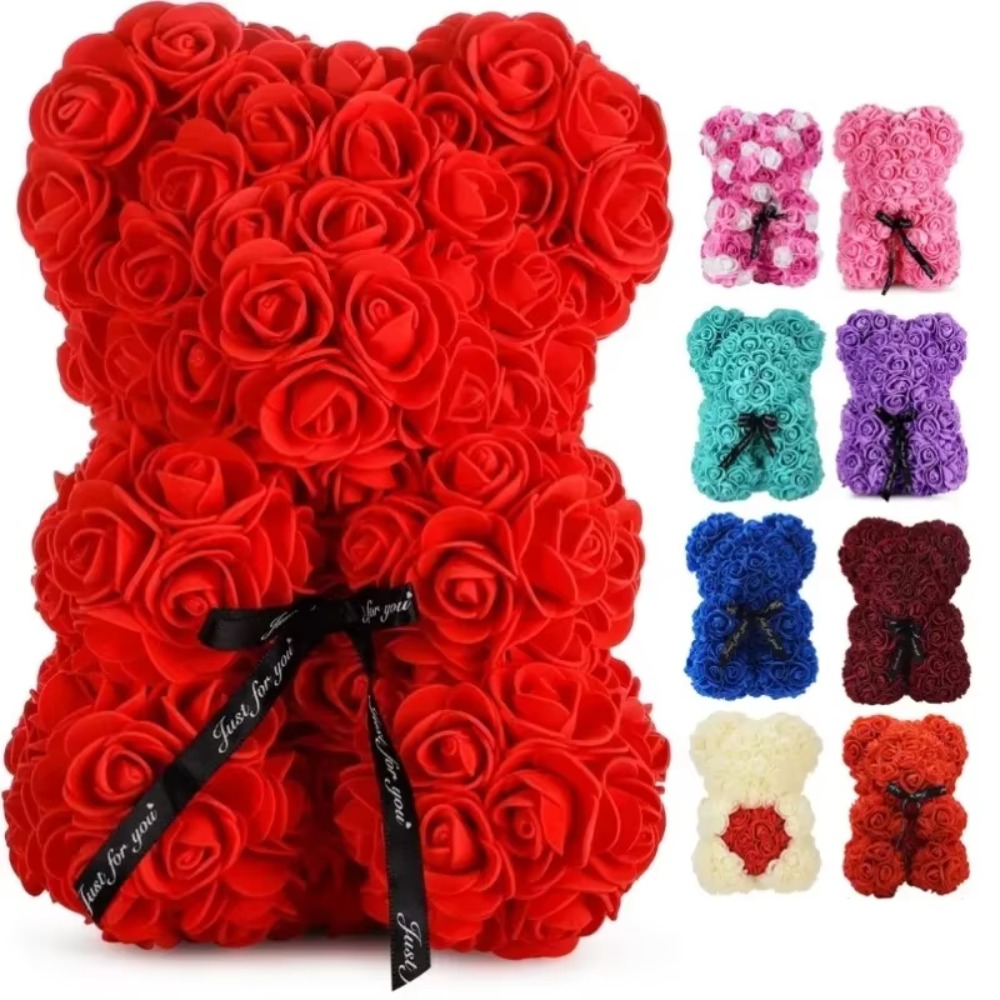 Teddy Bear with Eternal Rose, Artificial Flower Gifts for Mom, Valentine's Day, Mother's Day, Anniversary Decor