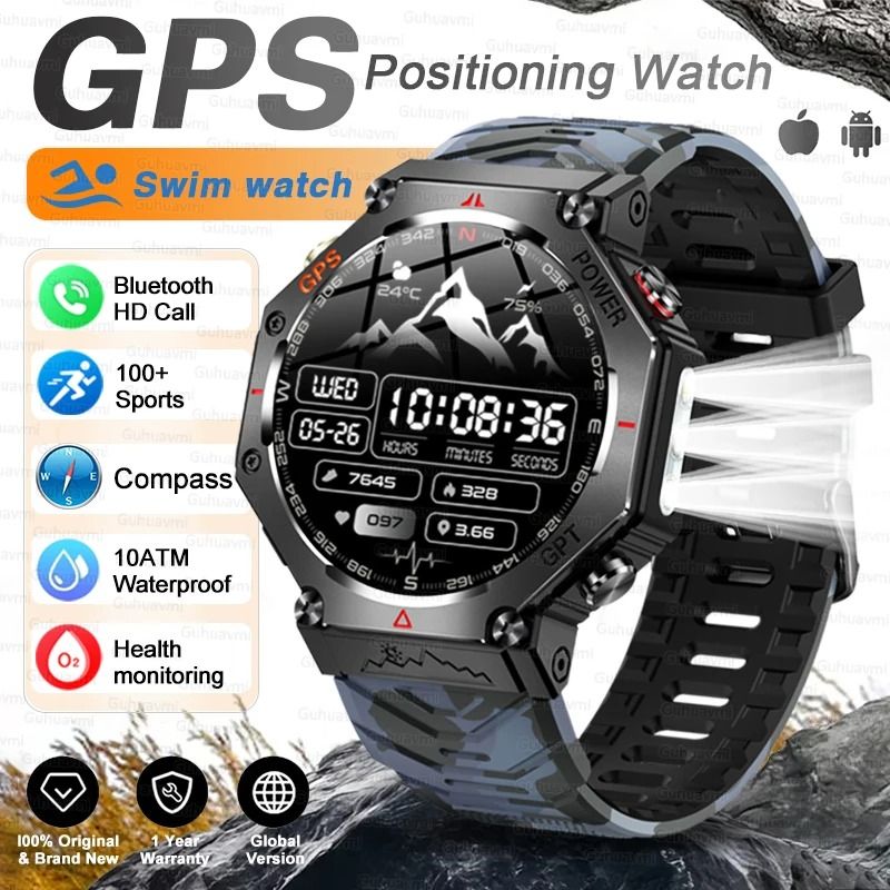 T-Rex 3 Ultra Military GPS Smartwatch with AMOLED Display, 10ATM Waterproof and Compass
