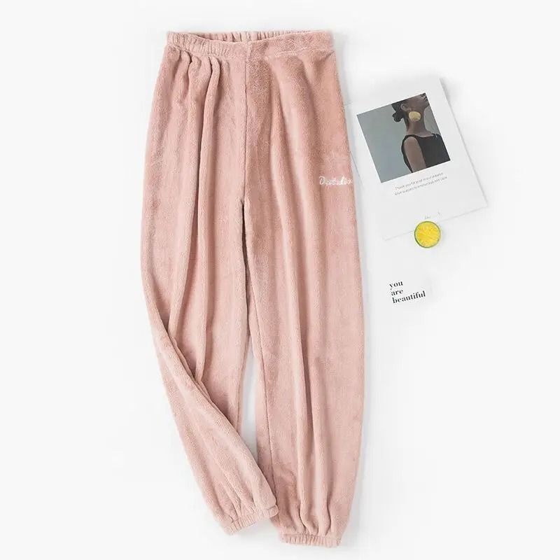Womens Warm Velvet Ribbed Fleece Pajama Set Pullover and Pants