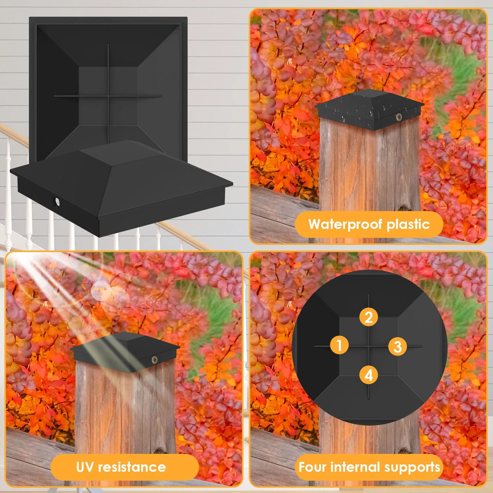 Wood Fence Post Caps Waterproof Deck Post Covers for Outdoor Protection Set