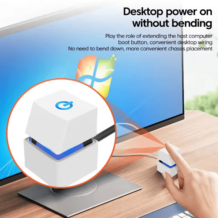 ProSwitch LED External PC Power Button – 2 m Desktop Computer On/Off Switch with Colorful LED