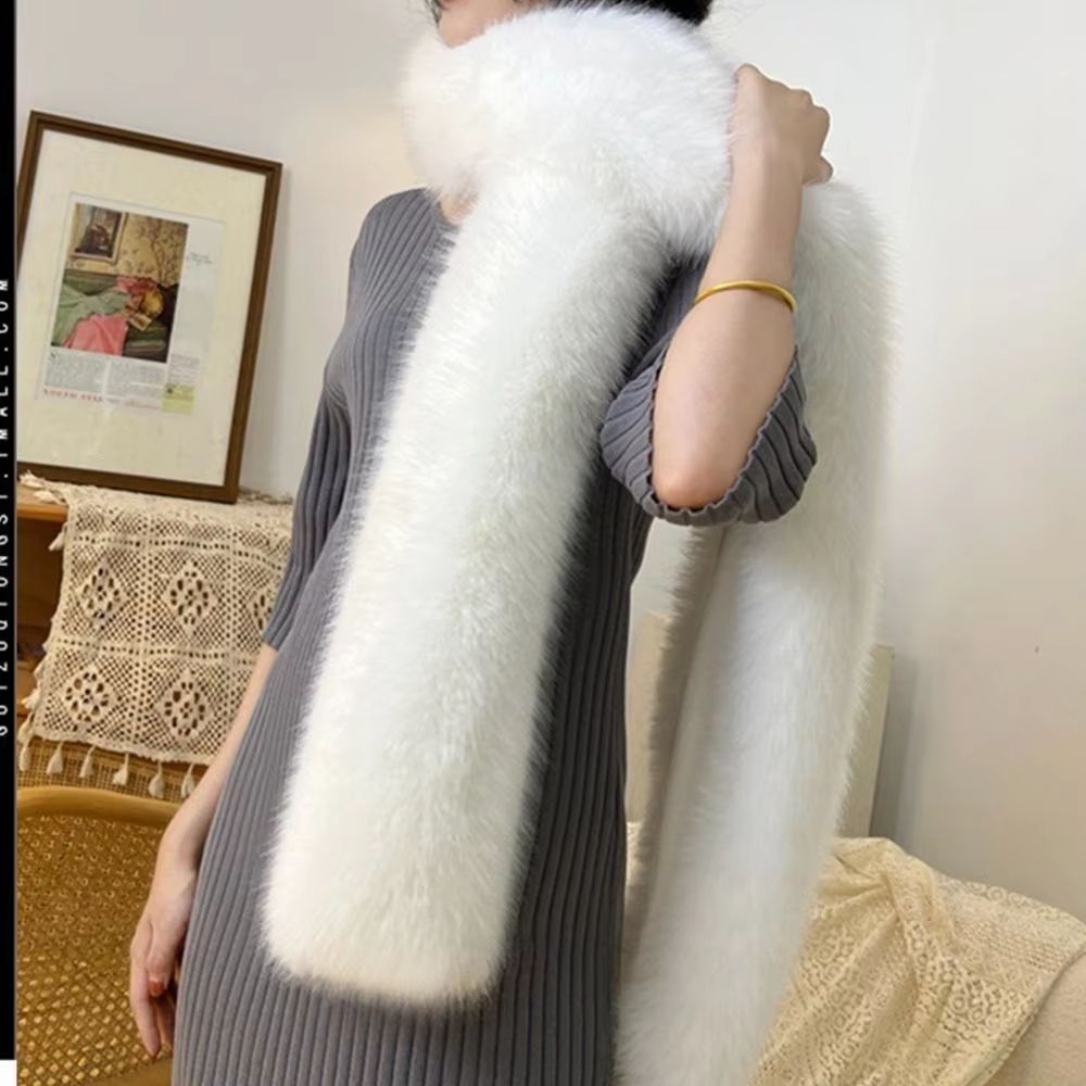 Luxury Plush Fake Fur Long Scarf 70.87in Soft Winter Wrap & Shawl