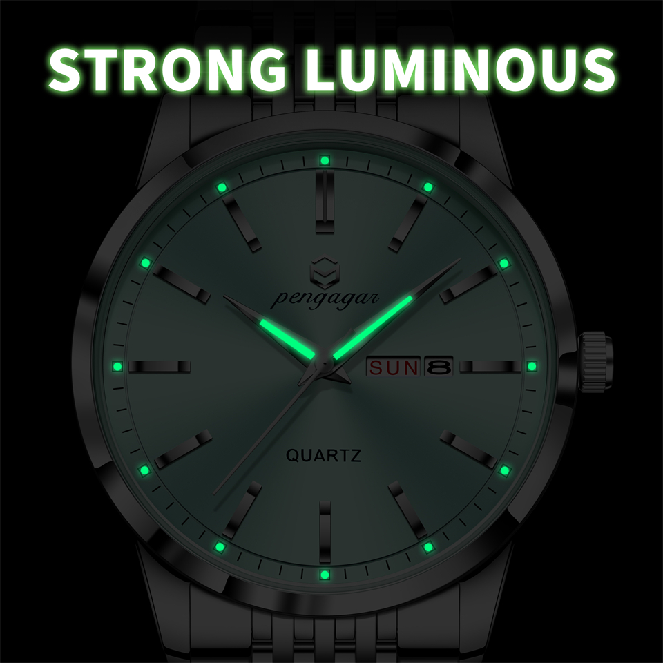 Stainless Steel Men Watch Luxury Waterproof Luminous, Date Week Casual Quartz Men Watches