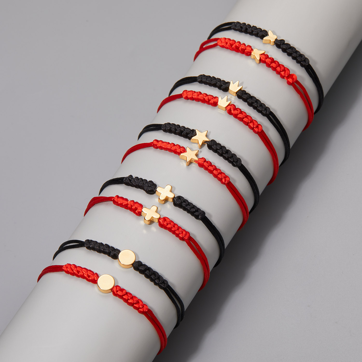 Handmade Red Black Rope Braided Bracelets Red String of Fate Matching Long Distance Couples Gifts for Good Luck