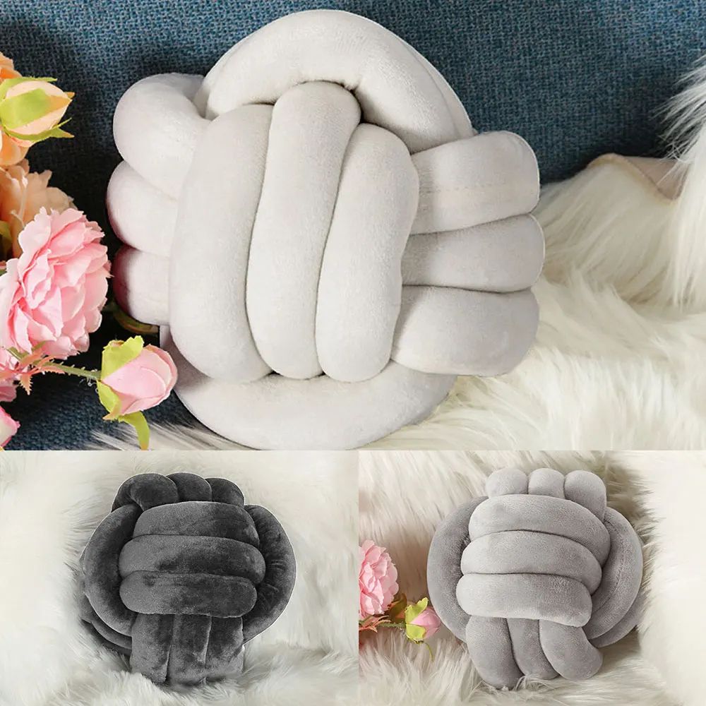 Knotted Plush Ball Throw Pillow