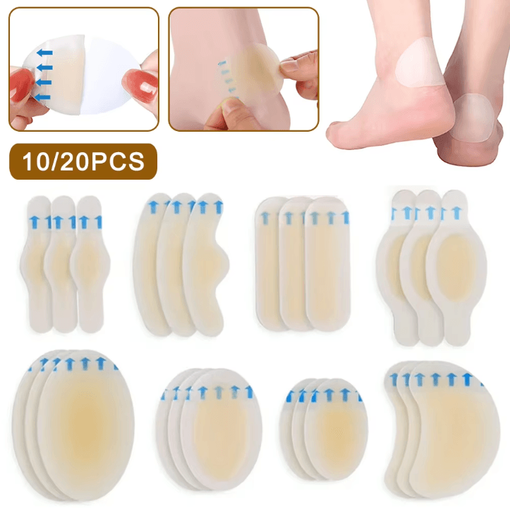 Hydrocolloid Heel Blister Patches – Anti-Friction Hydrocolloid Foot Patch Bandages for Outdoor, Hiking & First Aid