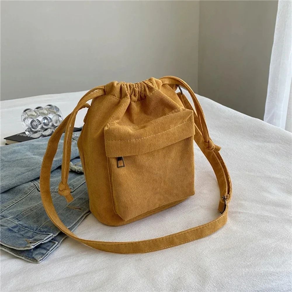 Womens Casual Drawstring Bucket Shoulder Bag