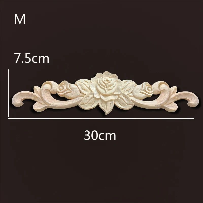 Vintage Rose Carved Wood Onlay Appliques for Furniture Decor